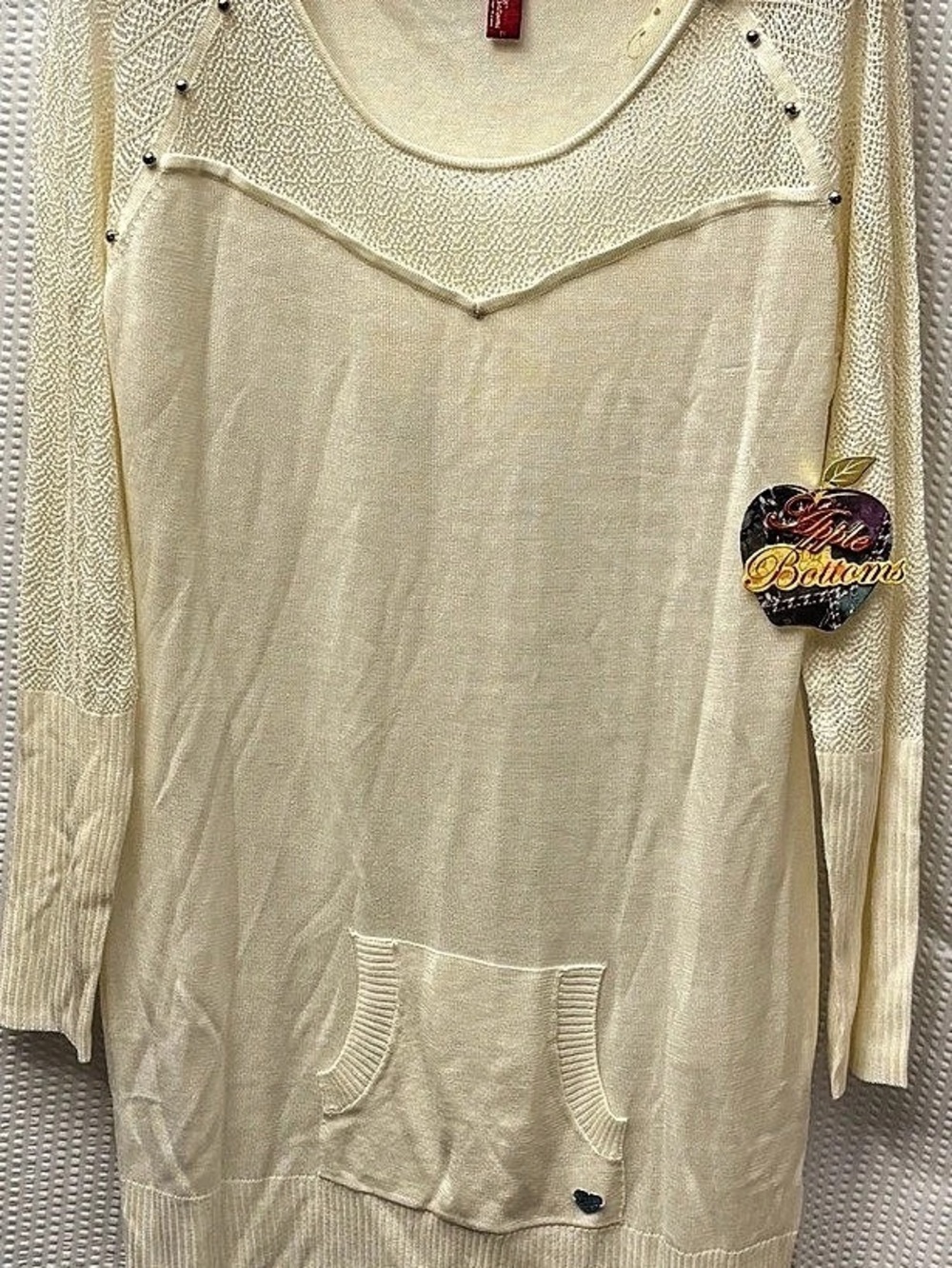 Apple bottom jeans Studded Tunic hooded Cream Size 2X NWT